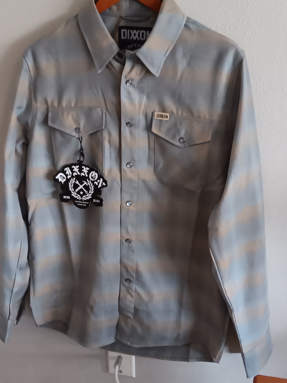 Dixxon Men's Light Gray Plaid Button-Up Shirt